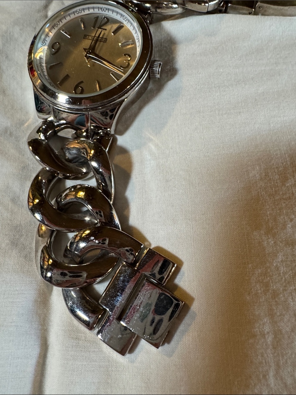 RJ Graziano Watch Womens 8” Wrist Silver Chain-Link Unisex Watch - Picture 4 of 5